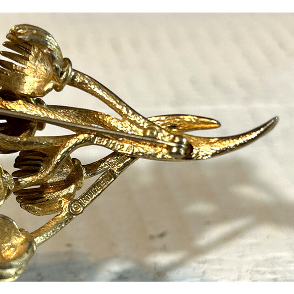 Vintage Boucher Gold Tone Floral Flower Blossom Brooch Pin #81128 - Picture 8 of 8